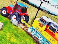 Chained Tractor Towing Train Simulator Online Game
